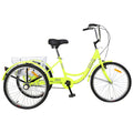 Adult Tricycle Trikes,3 Wheel Bikes,26 Inch Wheels Cruiser Bicycles With Large Shopping Basket For Women And Men Yellow Steel