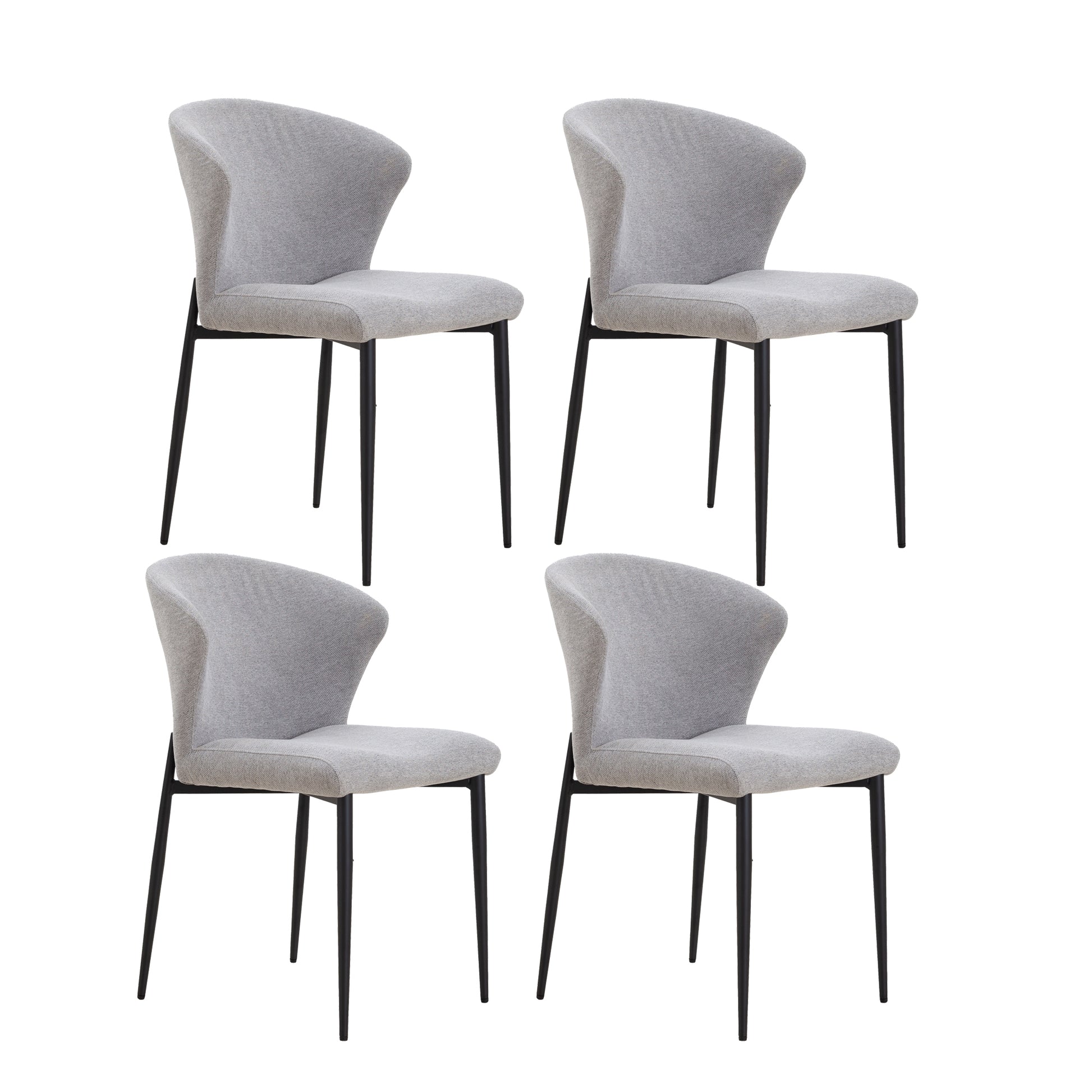 Dining Chairs Set Of 4, Upholstered Side Chairs, Adjustable Kitchen Chairs Accent Chair Cushion Upholstered Seat With Metal Legs For Living Room Grey Gray Foam Metal