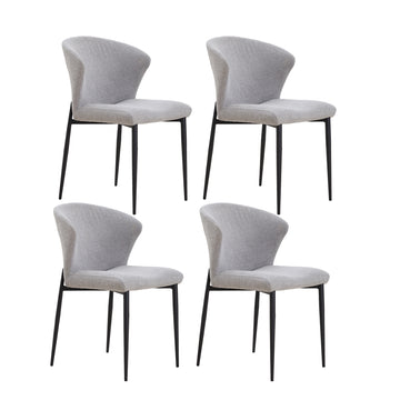 Dining Chairs Set Of 4, Upholstered Side Chairs, Adjustable Kitchen Chairs Accent Chair Cushion Upholstered Seat With Metal Legs For Living Room Grey Gray Foam Metal