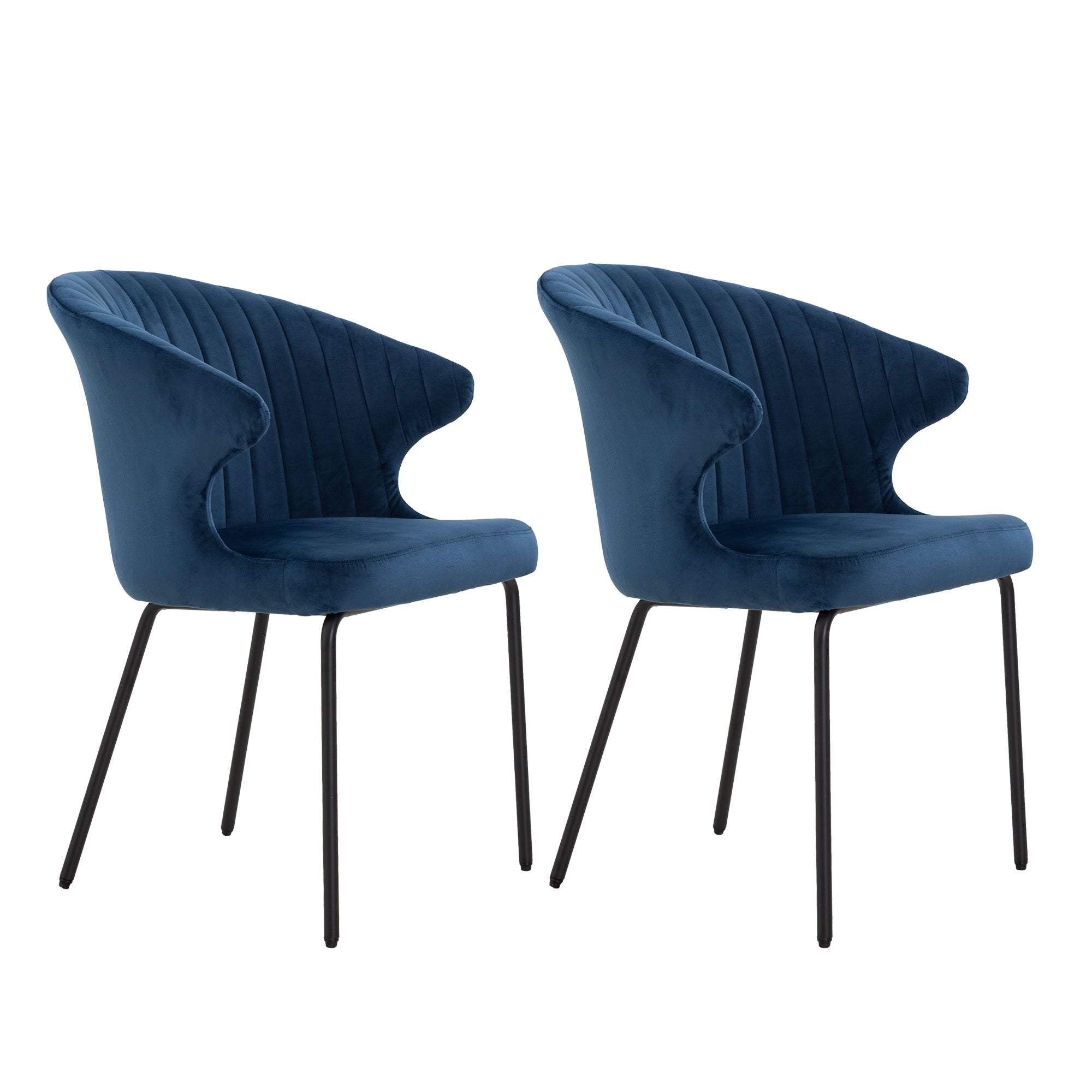 Dining Chairs set of 2, Upholstered Side Chairs blue-foam-metal
