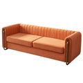 Contemporary Velvet Sofa Couch 84.25''W For Living Room, Orange Orange Velvet Wood Primary Living Space Tufted Back Modern Rolled Arms Foam Velvet 2 Seat