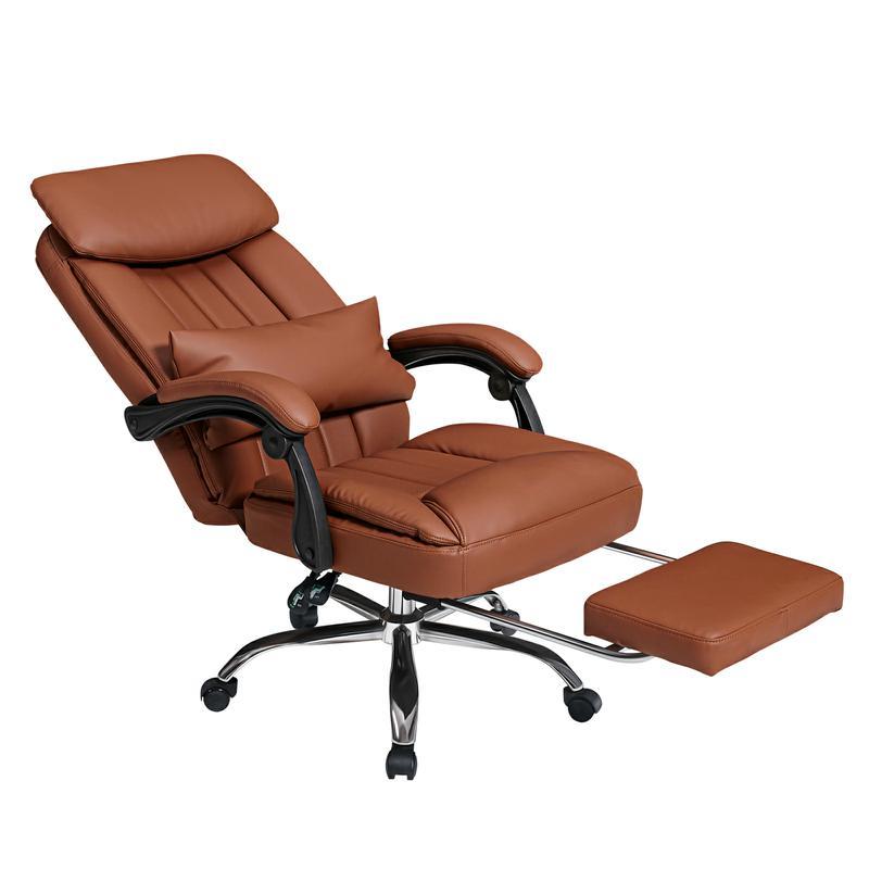 Exectuive Chair High Back Adjustable Managerial Home brown pu-cotton-leather
