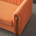 Contemporary Velvet Sofa Couch 84.25''W For Living Room, Orange Orange Velvet Wood Primary Living Space Tufted Back Modern Rolled Arms Foam Velvet 2 Seat