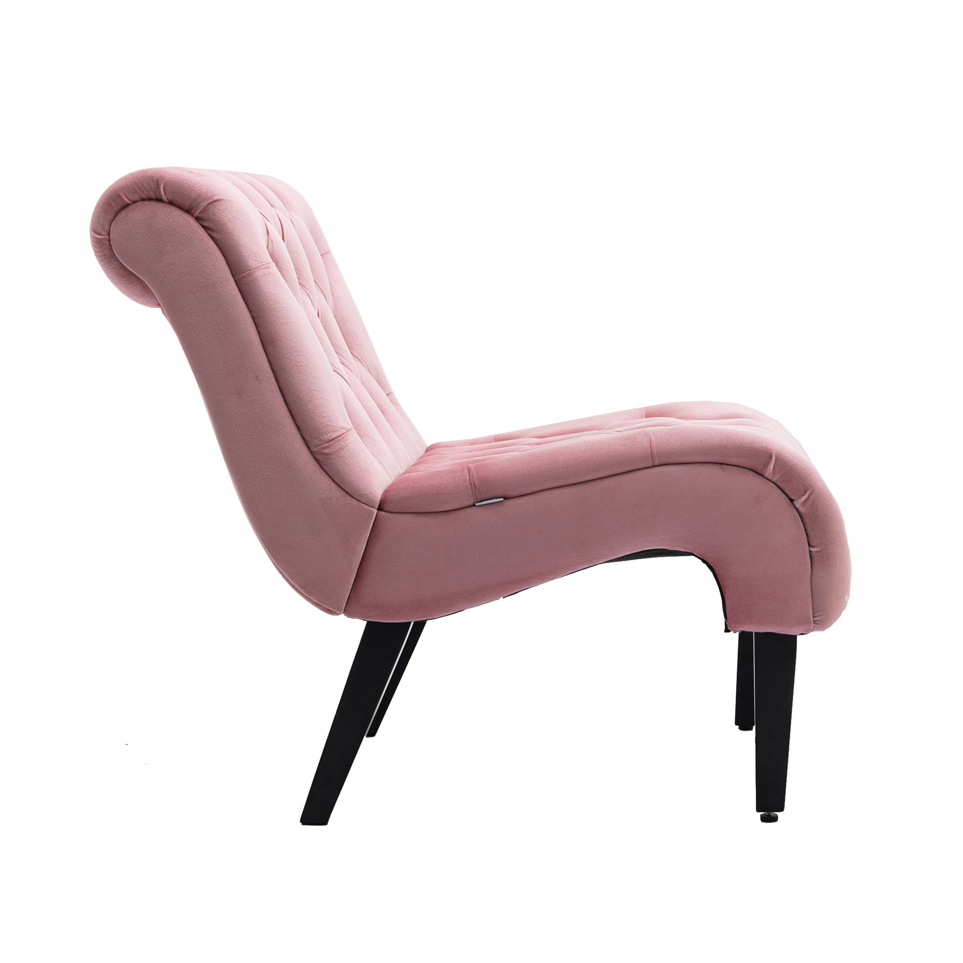 Coolmore Modern Velvet Armless Accent Living Room Chair Leisure Chair,Upholstered Fabric Button Comfortable Chair With Wooden Legs For Bedroom, Living Room, Office Pink Velvet Pink Primary Living Space Foam Velvet