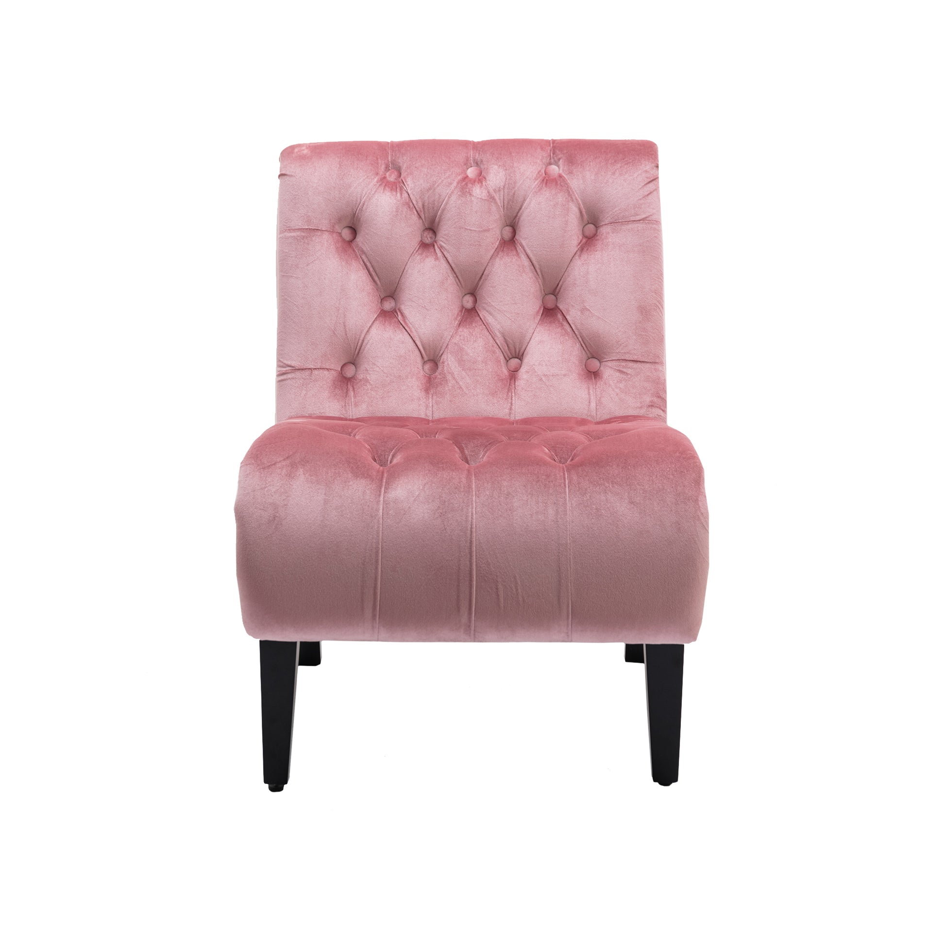 Coolmore Modern Velvet Armless Accent Living Room Chair Leisure Chair,Upholstered Fabric Button Comfortable Chair With Wooden Legs For Bedroom, Living Room, Office Pink Velvet Pink Primary Living Space Foam Velvet