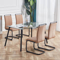 Modern Dining Chairs, Technology Cloth High Back Upholstered Side Chair With C Shaped Tube Black Metal Legs For Dining Room Kitchen Vanity Club Guest Office Chair Set Of 4 Brown 1162 Brown Foam Fabric