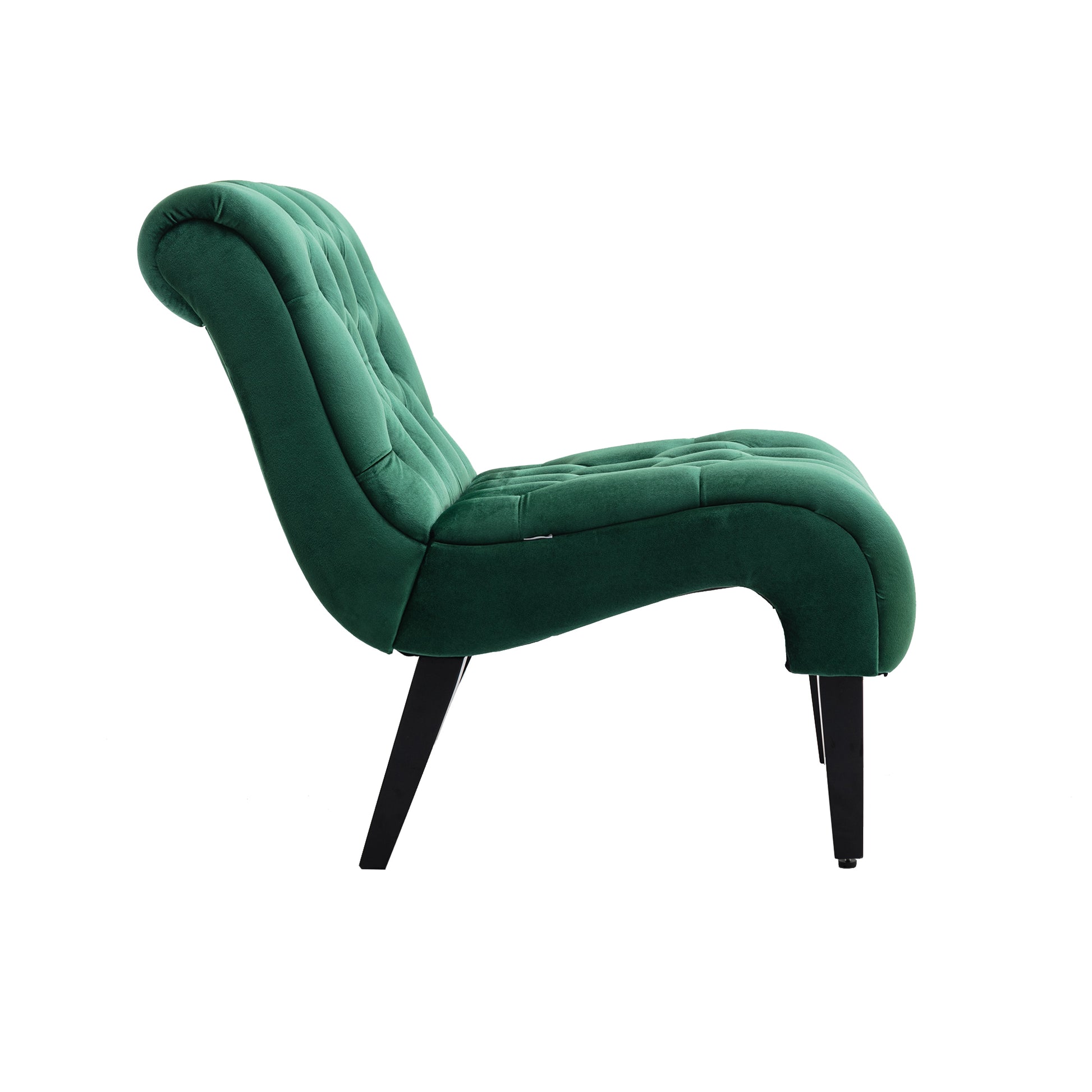 Coolmore Modern Velvet Armless Accent Living Room Chair Leisure Chair,Upholstered Fabric Button Comfortable Chair With Wooden Legs For Bedroom, Living Room, Office Green Velvet Green Primary Living Space Foam Velvet