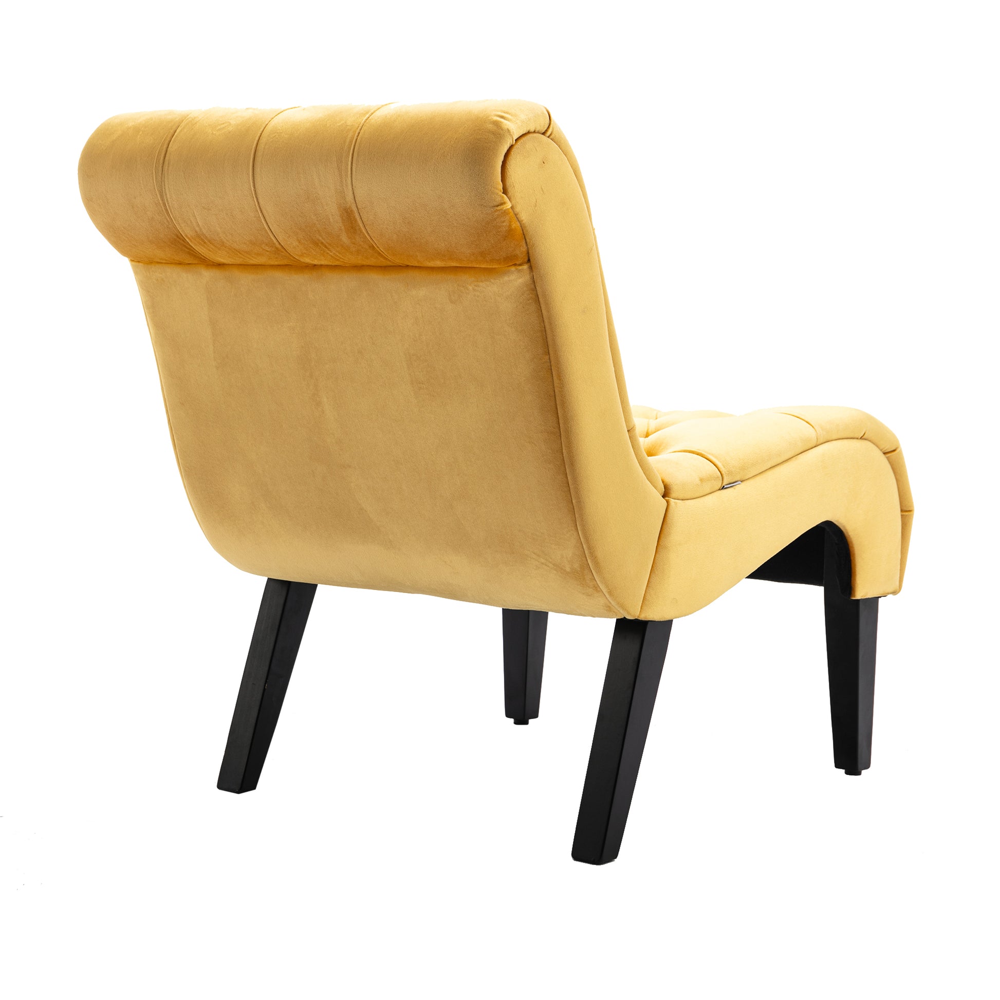 Coolmore Modern Velvet Armless Accent Living Room Chair Leisure Chair,Upholstered Fabric Button Comfortable Chair With Wooden Legs For Bedroom, Living Room, Office Mustard Velvet Mustard Primary Living Space Foam Velvet