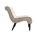 Coolmore Modern Velvet Armless Accent Living Room Chair Leisure Chair,Upholstered Fabric Button Comfortable Chair With Wooden Legs For Bedroom, Living Room, Office Beige Velvet Beige Foam Velvet