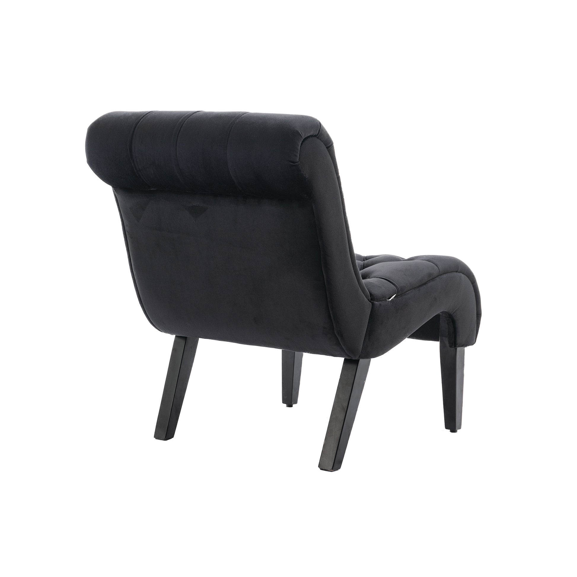 Coolmore Modern Velvet Armless Accent Living Room Chair Leisure Chair,Upholstered Fabric Button Comfortable Chair With Wooden Legs For Bedroom, Living Room, Office Black Velvet Black Foam Velvet