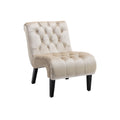 Coolmore Modern Velvet Armless Accent Living Room Chair Leisure Chair,Upholstered Fabric Button Comfortable Chair With Wooden Legs For Bedroom, Living Room, Office Beige Velvet Beige Foam Velvet