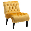 Coolmore Modern Velvet Armless Accent Living Room Chair Leisure Chair,Upholstered Fabric Button Comfortable Chair With Wooden Legs For Bedroom, Living Room, Office Mustard Velvet Mustard Primary Living Space Foam Velvet