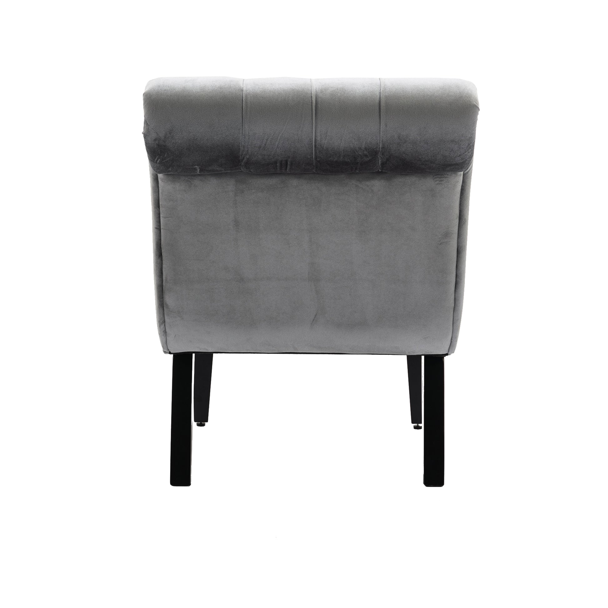 Coolmore Modern Velvet Armless Accent Living Room Chair Leisure Chair,Upholstered Fabric Button Comfortable Chair With Wooden Legs For Bedroom, Living Room, Office Silver Velvet Silver Foam Velvet
