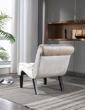Coolmore Modern Velvet Armless Accent Living Room Chair Leisure Chair,Upholstered Fabric Button Comfortable Chair With Wooden Legs For Bedroom, Living Room, Office Beige Velvet Beige Foam Velvet