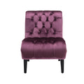 Coolmore Modern Velvet Armless Accent Living Room Chair Leisure Chair,Upholstered Fabric Button Comfortable Chair With Wooden Legs For Bedroom, Living Room, Office Purple Velvet Purple Primary Living Space Foam Velvet