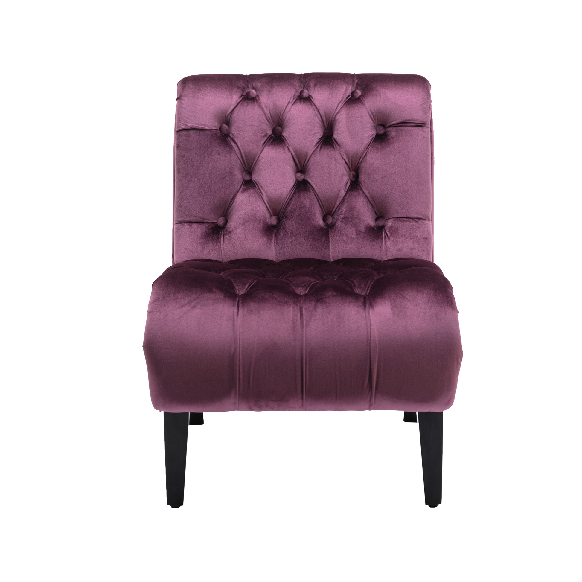 Coolmore Modern Velvet Armless Accent Living Room Chair Leisure Chair,Upholstered Fabric Button Comfortable Chair With Wooden Legs For Bedroom, Living Room, Office Purple Velvet Purple Primary Living Space Foam Velvet