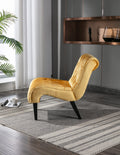 Coolmore Modern Velvet Armless Accent Living Room Chair Leisure Chair,Upholstered Fabric Button Comfortable Chair With Wooden Legs For Bedroom, Living Room, Office Mustard Velvet Mustard Primary Living Space Foam Velvet