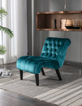 Coolmore Modern Velvet Armless Accent Living Room Chair Leisure Chair,Upholstered Fabric Button Comfortable Chair With Wooden Legs For Bedroom, Living Room, Office Teal Velvet Teal Primary Living Space Foam Velvet