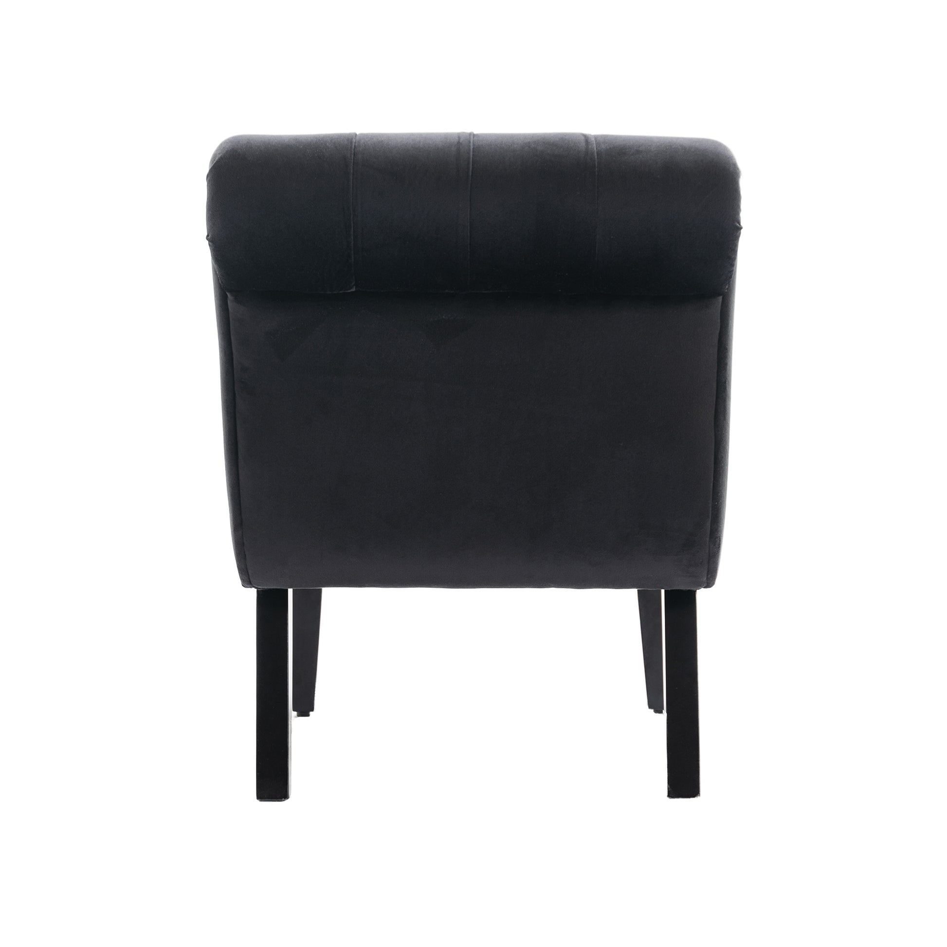 Coolmore Modern Velvet Armless Accent Living Room Chair Leisure Chair,Upholstered Fabric Button Comfortable Chair With Wooden Legs For Bedroom, Living Room, Office Black Velvet Black Foam Velvet