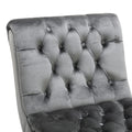 Coolmore Modern Velvet Armless Accent Living Room Chair Leisure Chair,Upholstered Fabric Button Comfortable Chair With Wooden Legs For Bedroom, Living Room, Office Silver Velvet Silver Foam Velvet