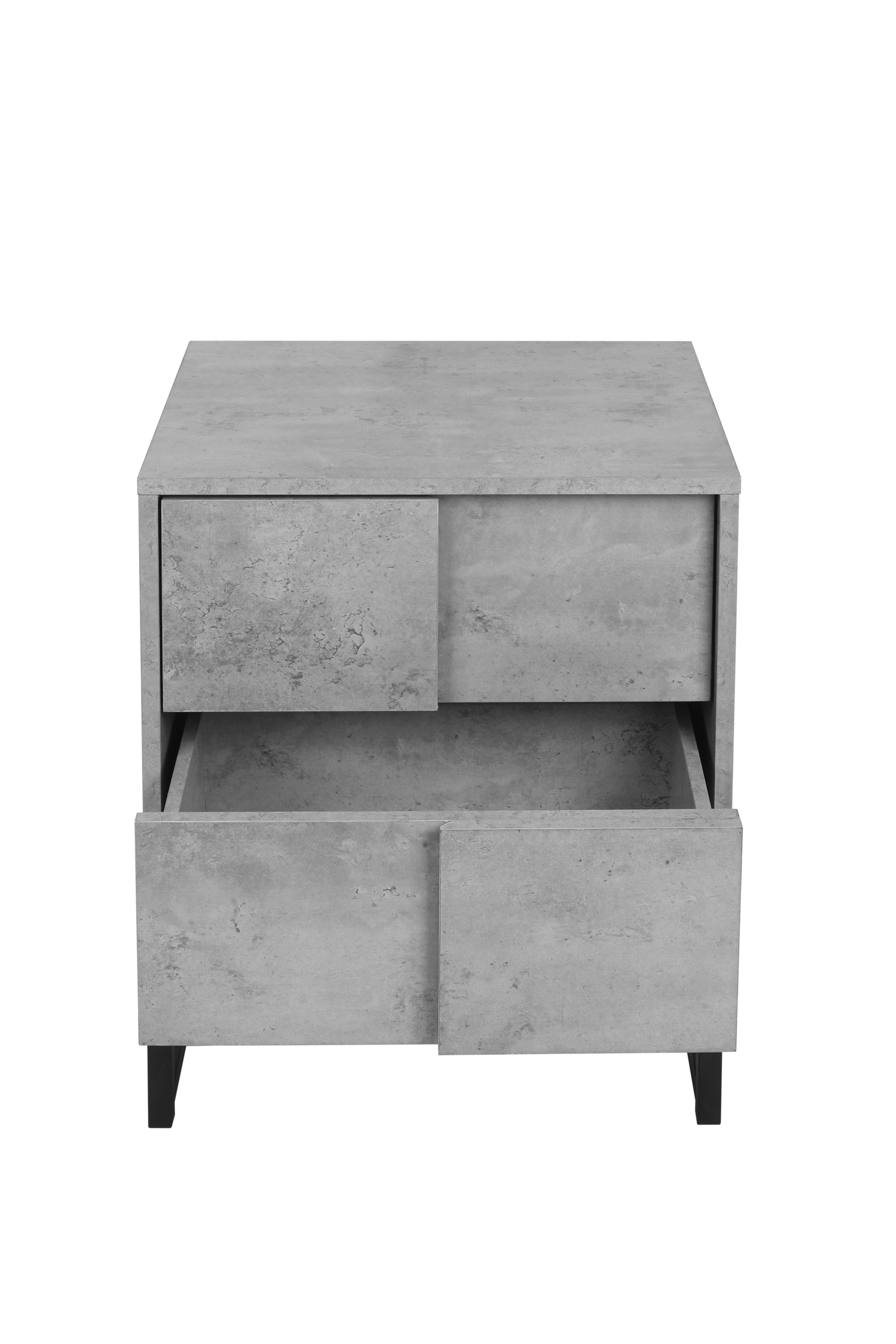 2 Drawer Nightstand,geometric elements,cement grey,for cement grey-particle board