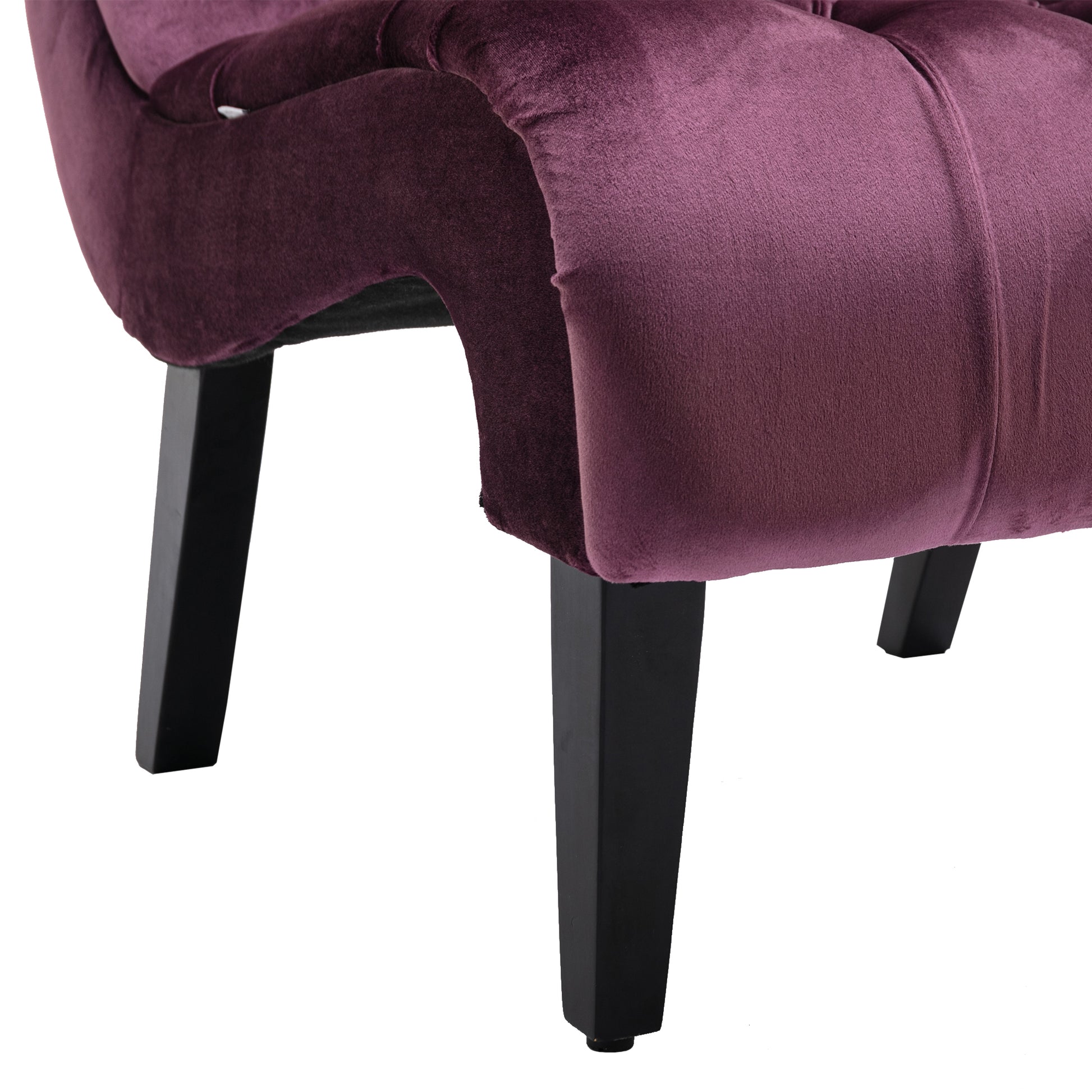 Coolmore Modern Velvet Armless Accent Living Room Chair Leisure Chair,Upholstered Fabric Button Comfortable Chair With Wooden Legs For Bedroom, Living Room, Office Purple Velvet Purple Primary Living Space Foam Velvet