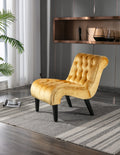 Coolmore Modern Velvet Armless Accent Living Room Chair Leisure Chair,Upholstered Fabric Button Comfortable Chair With Wooden Legs For Bedroom, Living Room, Office Mustard Velvet Mustard Primary Living Space Foam Velvet