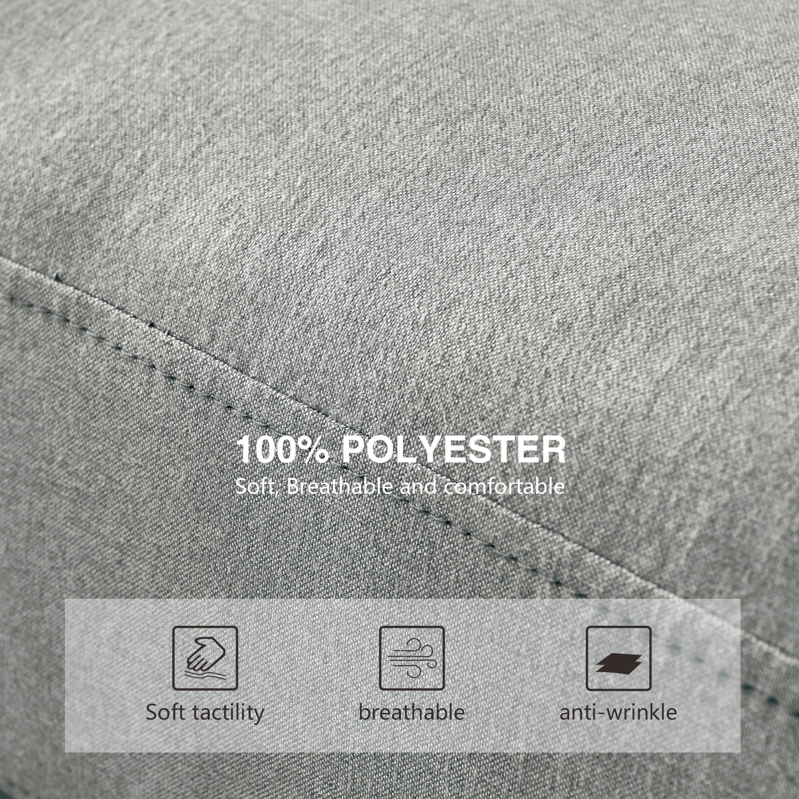 Linen Fabric Upholstery With Storage Sofa 2 3 Sectional Grey Grey Foam Fabric