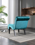 Coolmore Modern Velvet Armless Accent Living Room Chair Leisure Chair,Upholstered Fabric Button Comfortable Chair With Wooden Legs For Bedroom, Living Room, Office Teal Velvet Teal Primary Living Space Foam Velvet