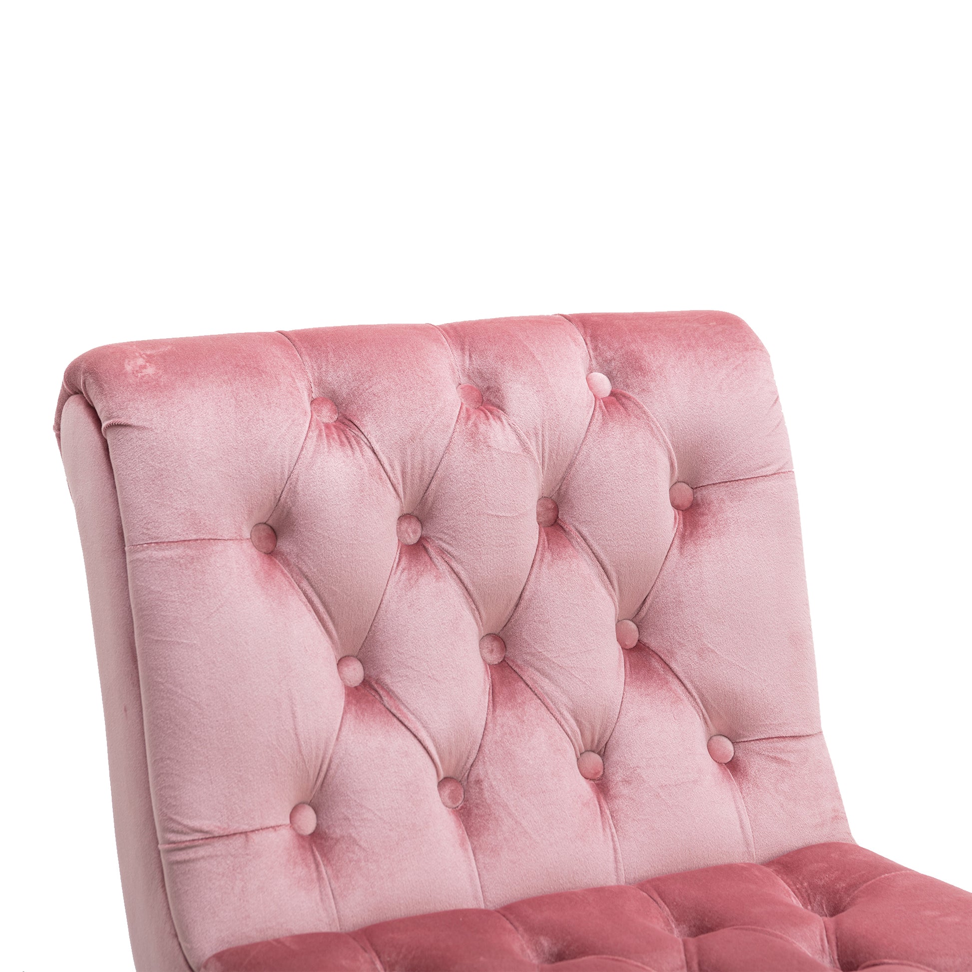 Coolmore Modern Velvet Armless Accent Living Room Chair Leisure Chair,Upholstered Fabric Button Comfortable Chair With Wooden Legs For Bedroom, Living Room, Office Pink Velvet Pink Primary Living Space Foam Velvet