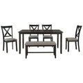 6 Piece Kitchen Dining Table Set Wooden Rectangular Dining Table, 4 Fabric Chairs And Bench Family Furniture Espresso Espresso Solid Wood