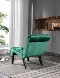 Coolmore Modern Velvet Armless Accent Living Room Chair Leisure Chair,Upholstered Fabric Button Comfortable Chair With Wooden Legs For Bedroom, Living Room, Office Green Velvet Green Primary Living Space Foam Velvet
