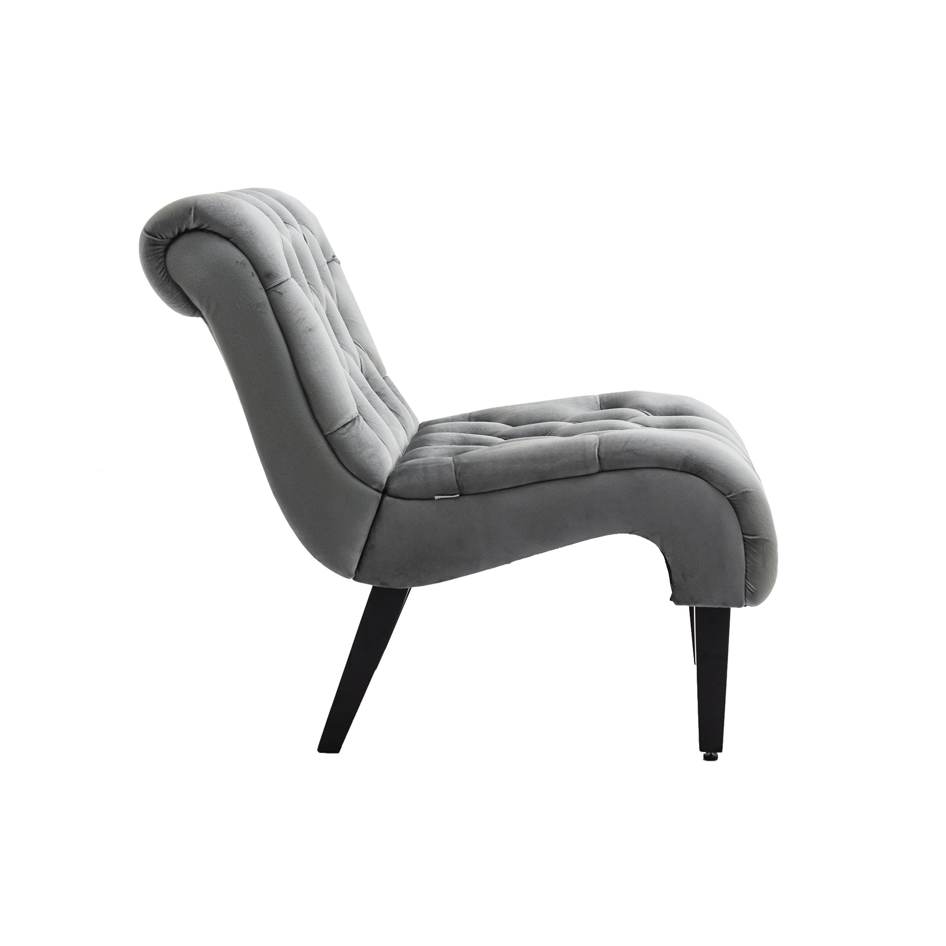 Coolmore Modern Velvet Armless Accent Living Room Chair Leisure Chair,Upholstered Fabric Button Comfortable Chair With Wooden Legs For Bedroom, Living Room, Office Silver Velvet Silver Foam Velvet