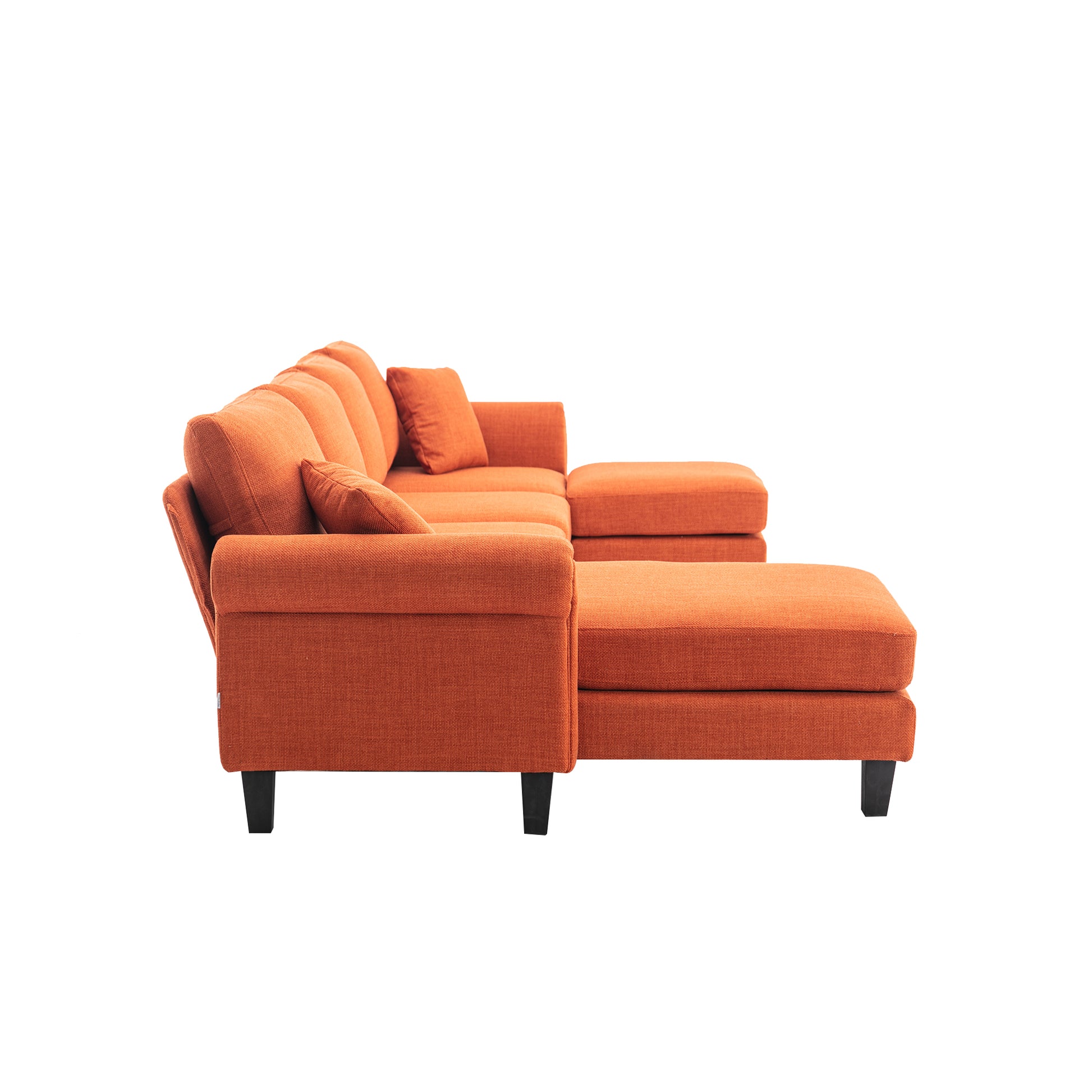 Coolmore Accent Sofa Living Room Sofa Sectional Sofa, U Shape Sectional Sofa With Ottoman, Reversible Sofa Couch For Living Room Orange Linen Orange Foam Linen 4 Seat