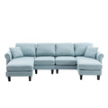 Coolmore Accent Sofa Living Room Sofa Sectional Sofa, U Shape Sectional Sofa With Ottoman, Reversible Sofa Couch For Living Room Light Blue Linen Light Blue Foam Linen 4 Seat