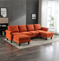 Coolmore Accent Sofa Living Room Sofa Sectional Sofa, U Shape Sectional Sofa With Ottoman, Reversible Sofa Couch For Living Room Orange Linen Orange Foam Linen 4 Seat