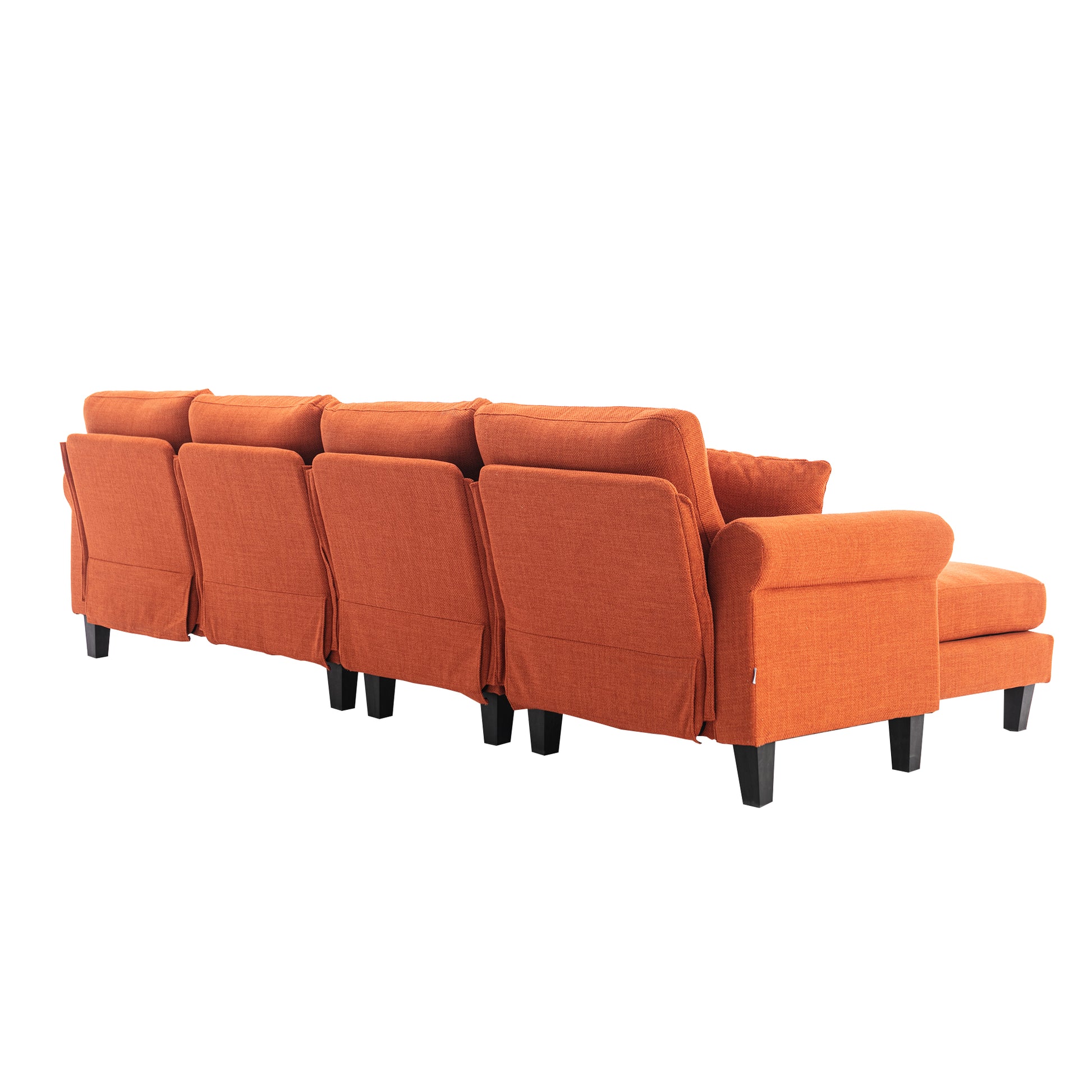 Coolmore Accent Sofa Living Room Sofa Sectional Sofa, U Shape Sectional Sofa With Ottoman, Reversible Sofa Couch For Living Room Orange Linen Orange Foam Linen 4 Seat