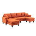 Coolmore Accent Sofa Living Room Sofa Sectional Sofa, U Shape Sectional Sofa With Ottoman, Reversible Sofa Couch For Living Room Orange Linen Orange Foam Linen 4 Seat