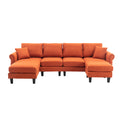 Coolmore Accent Sofa Living Room Sofa Sectional Sofa, U Shape Sectional Sofa With Ottoman, Reversible Sofa Couch For Living Room Orange Linen Orange Foam Linen 4 Seat