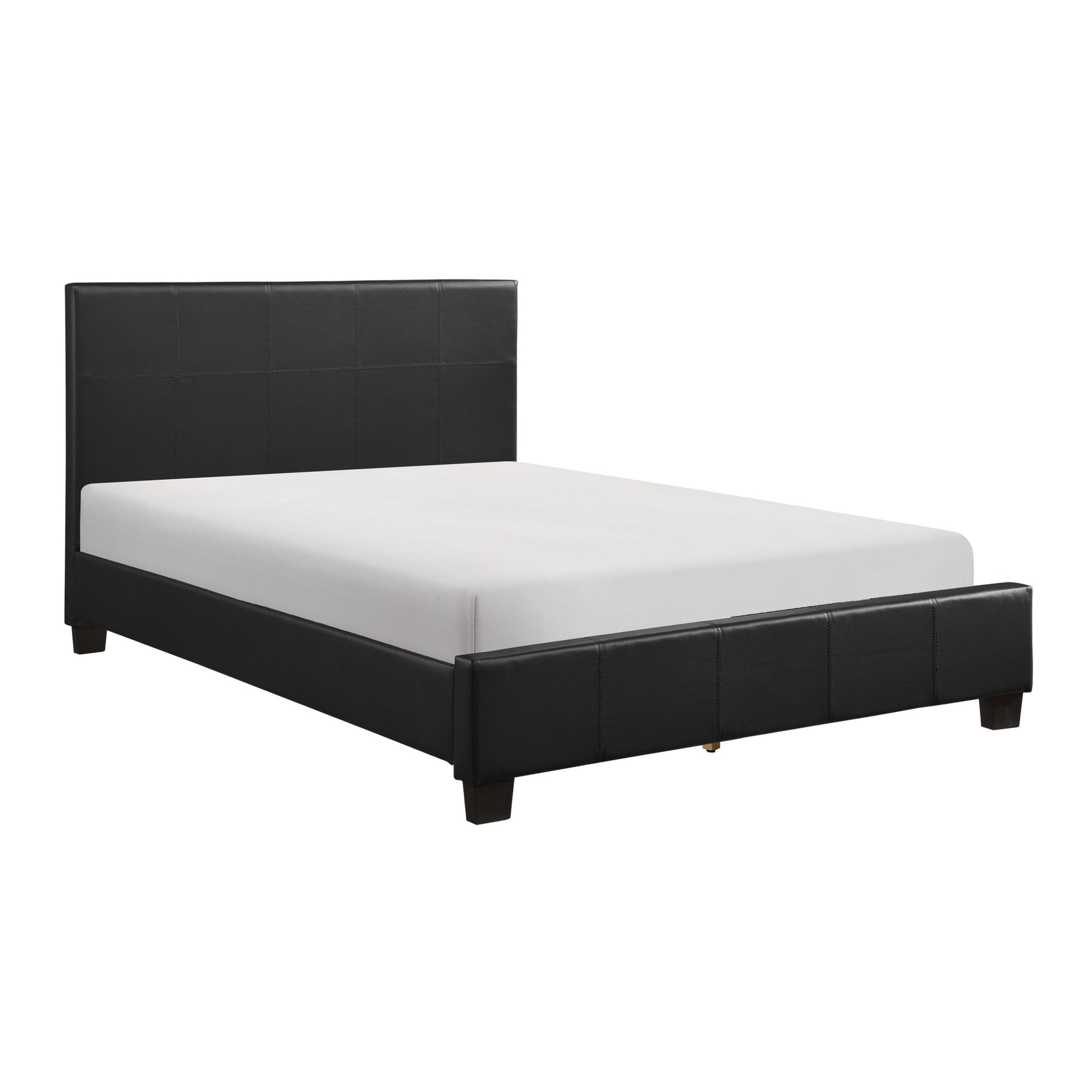 Contemporary Design 1Pc California King Size Bed Durable Faux Leather Upholstered Unique Style Bedroom Furniture Box Spring Not Required California King Black Bedroom Contemporary Plywood