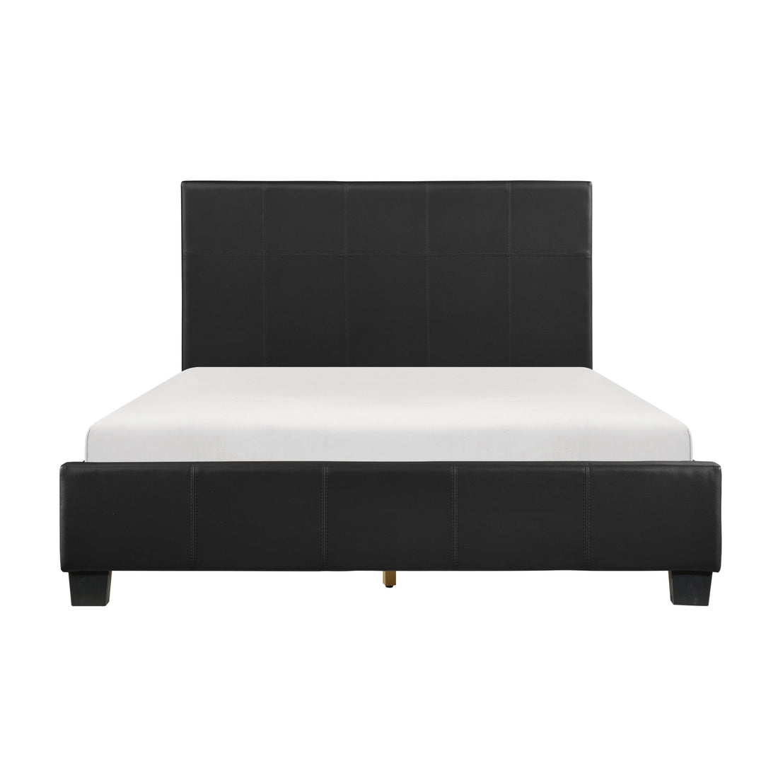 Contemporary Design 1Pc California King Size Bed Durable Faux Leather Upholstered Unique Style Bedroom Furniture Box Spring Not Required California King Black Bedroom Contemporary Plywood