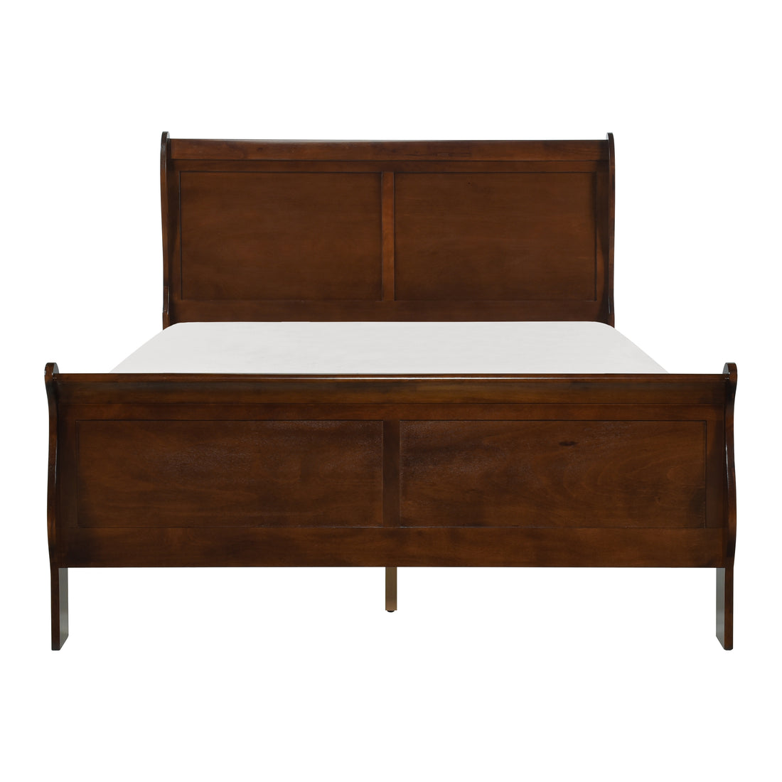 Brown Cherry Finish Louis Philippe Style 1Pc Queen Size Sleigh Bed Traditional Design Queen Brown Mix Bedroom Traditional Wood