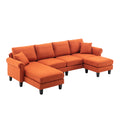 Coolmore Accent Sofa Living Room Sofa Sectional Sofa, U Shape Sectional Sofa With Ottoman, Reversible Sofa Couch For Living Room Orange Linen Orange Foam Linen 4 Seat