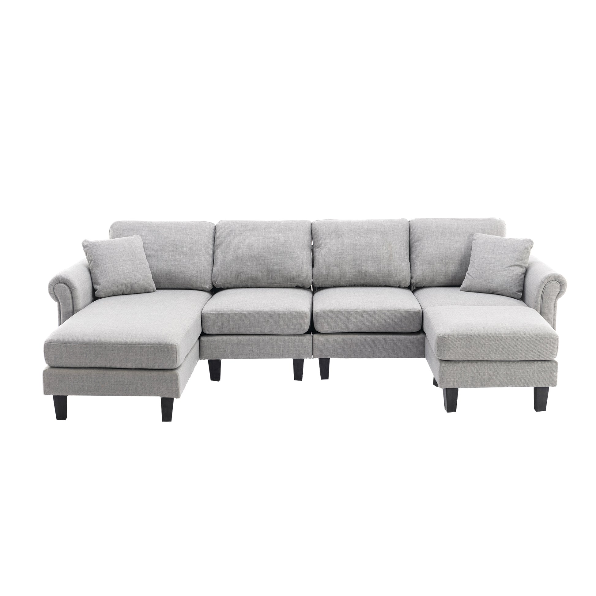 Coolmore Accent Sofa Living Room Sofa Sectional Sofa, U Shape Sectional Sofa With Ottoman, Reversible Sofa Couch For Living Room Light Gray Linen Light Gray Foam Linen 4 Seat