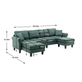 Coolmore Accent Sofa Living Room Sofa Sectional Sofa, U Shape Sectional Sofa With Ottoman, Reversible Sofa Couch For Living Room Emerald Linen Emerald Foam Linen 4 Seat