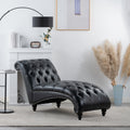 Tufted Armless Chaise Lounge Black Pu Pu Pu