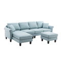 Coolmore Accent Sofa Living Room Sofa Sectional Sofa, U Shape Sectional Sofa With Ottoman, Reversible Sofa Couch For Living Room Light Blue Linen Light Blue Foam Linen 4 Seat