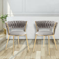 Coolmore Velvet Dining Chairs Set Of 2, Woven Upholstered Dining Chairs With Gold Metal Legs, Modern Accent Chairs For Living Room, Dining Room, Kitchen Grey Velvet Grey Foam Velvet