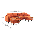 Coolmore Accent Sofa Living Room Sofa Sectional Sofa, U Shape Sectional Sofa With Ottoman, Reversible Sofa Couch For Living Room Orange Linen Orange Foam Linen 4 Seat