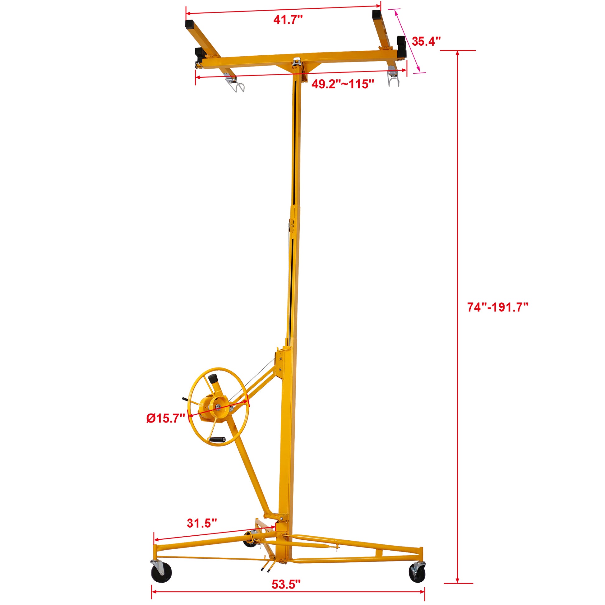 Drywall Panel Hoist Drywall Lift Rolling Panel Hoist Jack Lifter 16Ft Yellow Color Yellow Metal